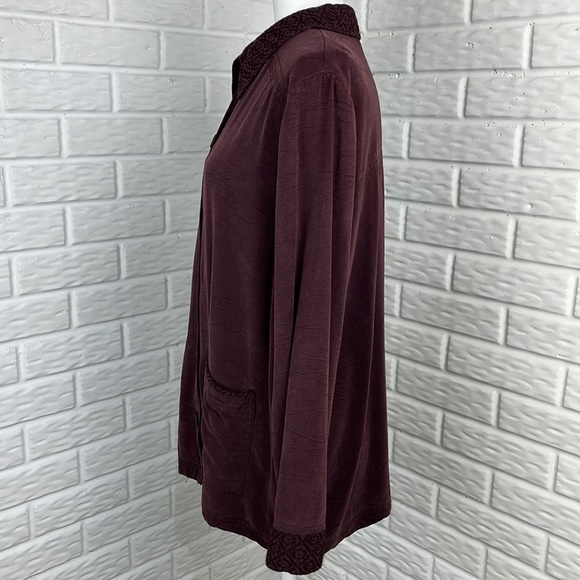 CYNTHIA MAX CASUAL COAT LIGHTWEIGHT RAYON PLUM COLORED SIZE XL - Picture 6 of 12